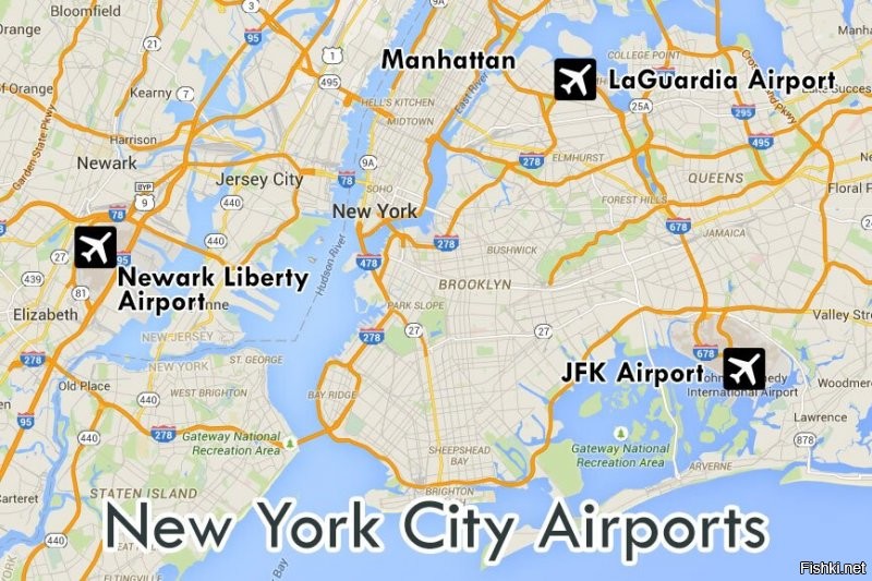 Аэропорт Ла Гуардиа расположен в 16 километрах от аэропорта им. Джона Кеннеди... Это в Нью-Йорке....