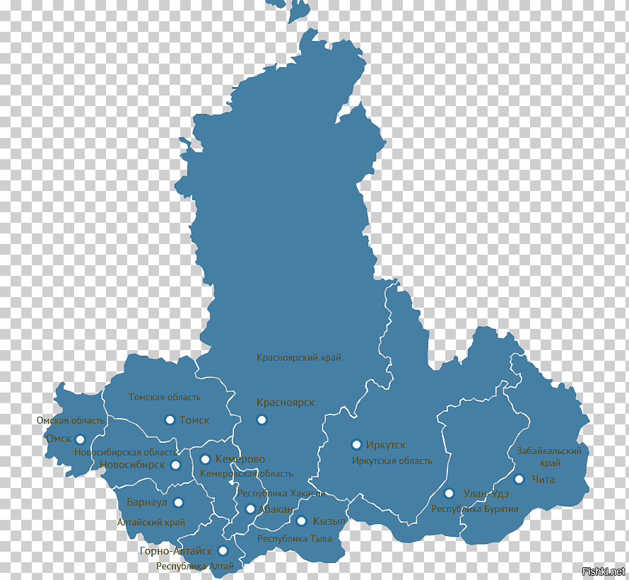 Карта сибири с областями и республиками