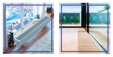 Кто скажет "теплый пол" - он не дает "циркуляцию" воздуха и от конденсата на окне не спасет. 
Если вы не живете в субтропиках, под окном всегда должен быть обогревательный прибор. 
Горе дизайнер нарисует, на первый взгляд выглядит красиво, а по факту дерьмо.