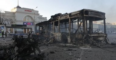 Донецк. Привокзальная площадь. 2014 год.