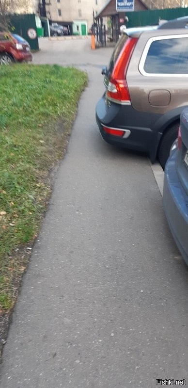 Некоторые так круто паркуются, что пешеходы начинают протаптывать газон рядом с тротуаром