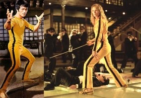 Тарантина не ворует, а косплеит. Большая разница, поскольку узнавание в сценах кусков старого кино вызывают улыбку. Например желтенький костюмчик с черными полосками.