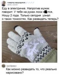 Что интересно, перчатки попадают под статью о пропаганде ЛГБТ - оба лося самцы, ибо с рогами, а самки рогов не носят.