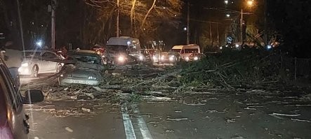 Симферополь. В Ялте тоже есть пострадавшие и не только машины. И Крыму досталось сегодня, хотя говорят что пик будет завтра.