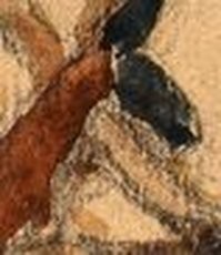 Если увеличить картину в районе "автоматного диска" и хорошо рассмотреть, то. Может показаться, что "диск"  и ружье - это независимые детали. 
Скорее всего, похоже на что-то, засунутое за ремень.