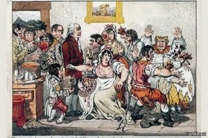 После изобретения прививок, люди начали жить в 2-3 раза дольше. 
Но тупая упоротость антипрививочников никуда не делась... 

эта карикатура "жертвы прививок" из позапрошлого века, тогда средняя продолжительность жизни была 30-35 лет.