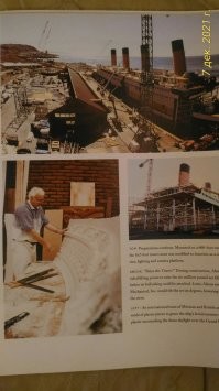 А у меня даже книга о съёмках этого фильма есть. Правда формат не очень удобный для сканирования 25 х 29 см. И много чего интересного в этой книге. В частности в фильме показано, что Титаник пришвартован к пирсу ЛЕВЫМ бортом, а на самом деле полноразмерная копия корабля была пришвартована ПРАВЫМ бортом, поэтому пришлось заказывать и реквизит, и костюмы и декорации С ЗЕРКАЛЬНЫМИ НАДПИСЯМИ. Ниже - фото из книги.