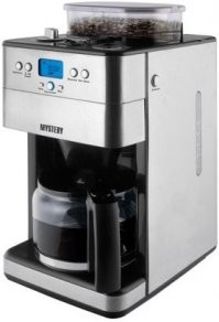 Вот такая штука по таймеру мелет и варит. Причём мелет она так громко, что годится за будильник. Отличная штука когда утром 4 взрослых на работу просыпаются.