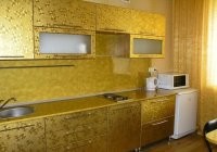 Интересная в принципе кухня, только её надо сильно разбавить матовым белым и/или бледно- оливковым. Но конечно убогий маленький белый холодильник, дешевая белая микроволновка и пластиковый чайник как в рабочей бытовке это просто кошмар.