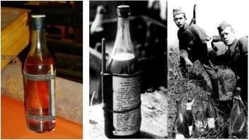 Бутылки КС (Качурина - Солодовникова) 1941-1945 (коктейль Молотова)
жидкостная зажигательная граната, из-за текучести состава огонь проникал внутрь танка, где наносил экипажу ожоги и поджигал моторно-трансмиссионное отделение, задымление внутри танка...