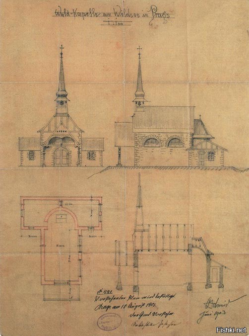 Часовня Богоматери у озера Брайес в северной Италий. Построена в 1904 году. Архитектор Ото Шмид.