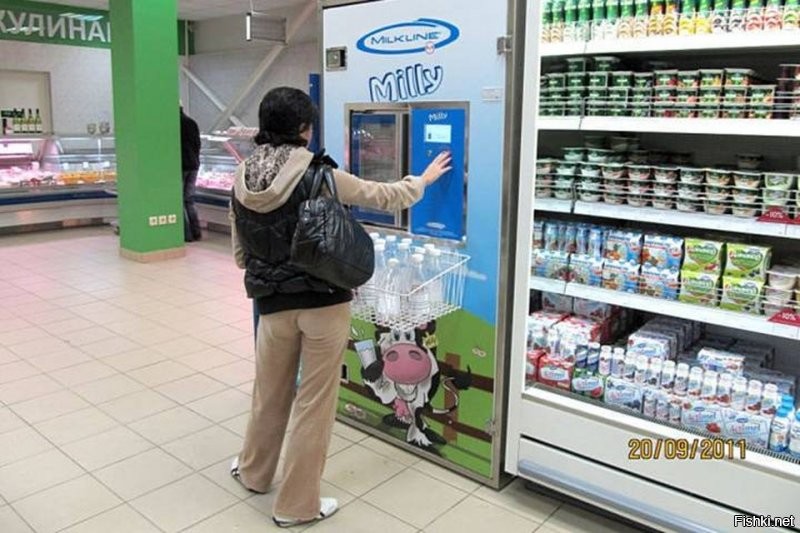 А в чем проблема с автоматами с молоком на розлив? В России они появились лет 10 назад.