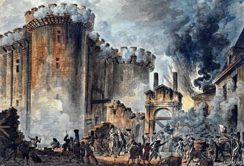 В конце отрубают головы самим революционерам. А вот в начале -  правителям.
 Революция во Франции началась ведь со взятия Бастилии.