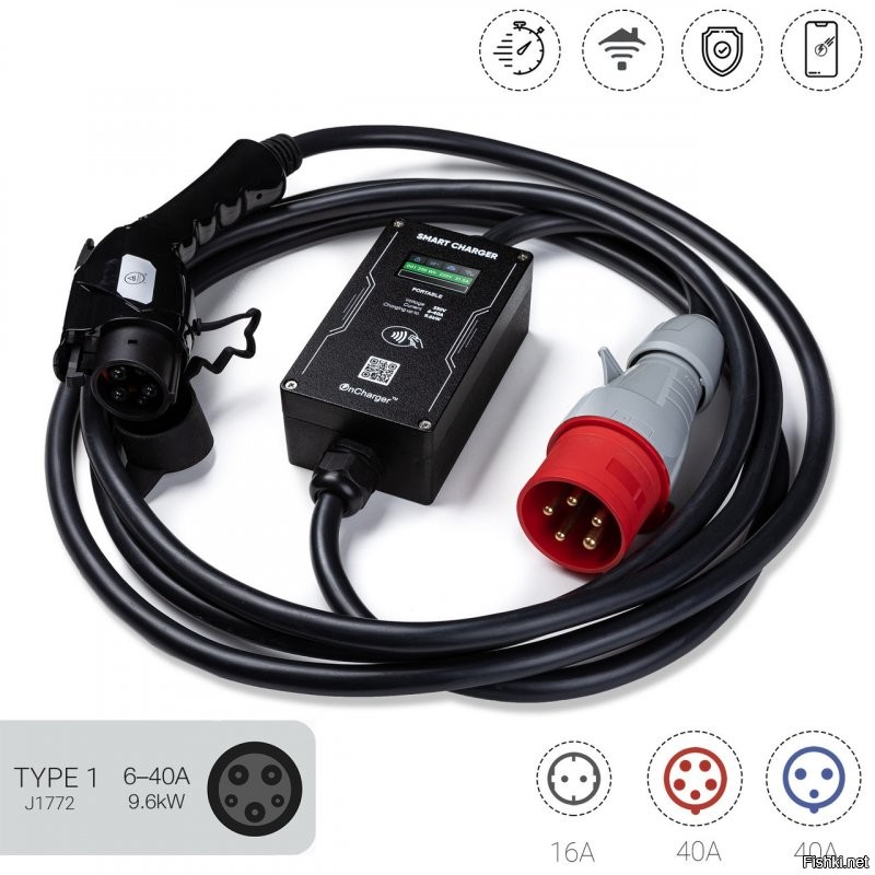 В iX есть быстрая зарядка. При мощности 200 кВт аккумулятор с 10 до 80% заряжается менее чем за 40 минут. 
Стандартное зарядное устройство работает на мощности 11 кВт и заряжает автомобиль с 10 до 80% за 11 часов.
Зарядное устройство для Tesla 48A 12kW OnCharger Type1 WiFi УЗО J1772 Зарядка для электромобиля