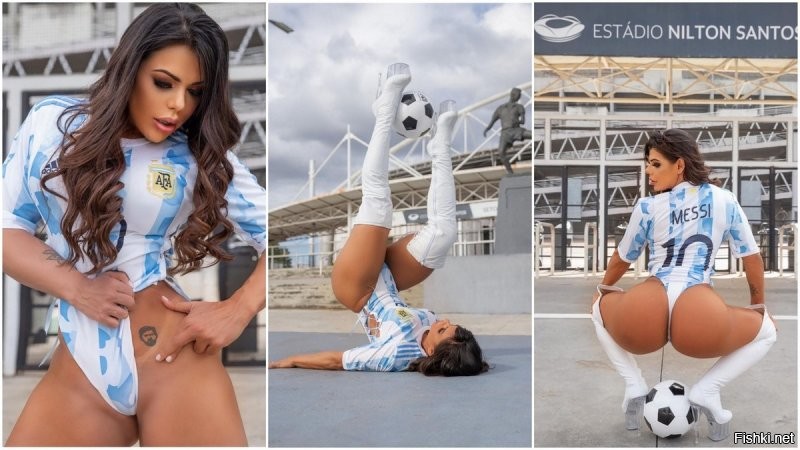 31-летняя бразильская фотомодель, двукратная обладательница титула «Мисс Бум Бум» Сьюзи Кортес (Suzy Cortez) на фотосессии в сексуальном боди в поддержку Месси в преддверии дебюта Аргентины в Кубке Америки 2021.