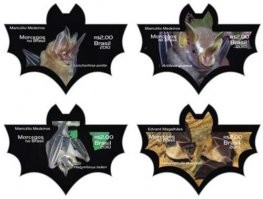 Бразилия. Марки в виде летучих мышей