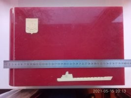 Разве это альбом для значков? 
Вот настоящий "альбом".  Товарищу подарили на ДР, но он собирал марки, поэтому он спихнул его мне. Внутри были поролоновые листы, которые через пару лет расползлись. После чего значки перекочевали на листы картона. А альбом долго служил ящиком для радиодеталей.