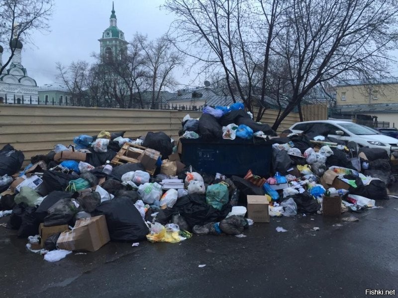 Ну на тебе центр Москвы и Питера.
В любом туристическом городе много мусора.