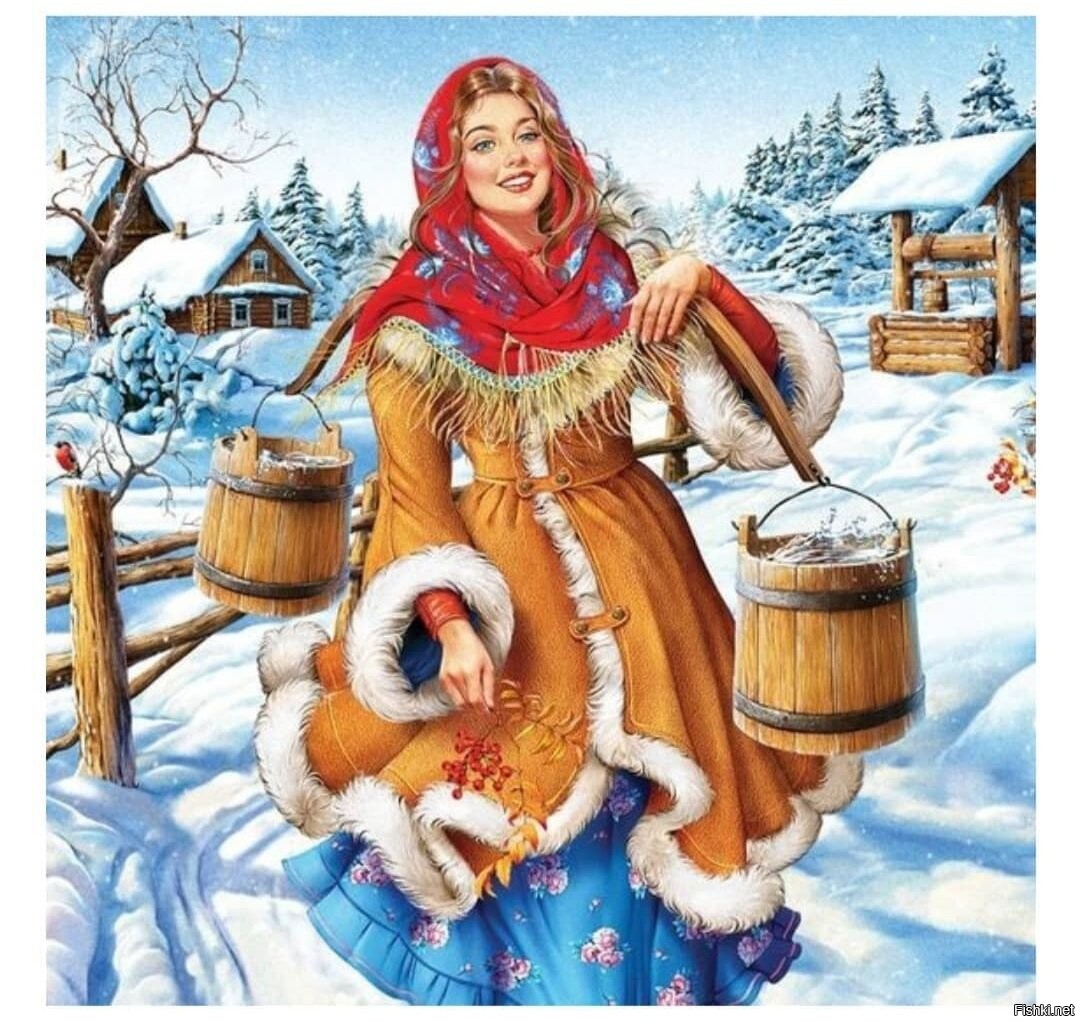 Русские красавицы зимой живопись