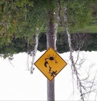 "Остаётся только догадываться, что происходит в этой местности" 
Да может знак неправильно прибили