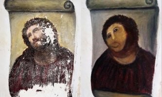 ""Пушистый" Иисус" . До и после реставрации..