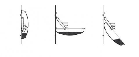 А выгребают - она вниз наклоняется тоже. Каждый раз очищать не нужно, так как есть "карман", а когда нужно, то как на картинке - передней кромкой вниз.