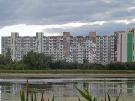 О! Это ещё фигня! В самом Новосибирске, на ж\м Новомарусино (третья очередь) Построили дом облицованный тряпкой и пенопластом. Приёмная комиссия провалилась сквозь стенку подъезда. Теперь дом ожидает снос, но застройщик уже свалил (обанкротился), по этому сносить дом будет мэрия. Ща, где-то у меня фотка была. А во, нашёл! Видно что тряпку ветром посдувало, нахрен.