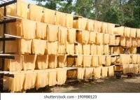 "Эти листы обычно используют при сборе каучука с каучуковых деревьев".
Это и есть каучук с каучуковых деревьев. На одном из этапов обработки его сушат именно в таком виде: