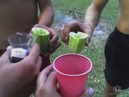 Ну, перец не всегда под рукой. А вот на выезде, огурцы почти всегда присутствуют. :)
На моей памяти, один раз на рыбалке, пластиковые стаканчики в костёр ветром сдуло, и мы очень аккуратно располовинили несколько куриных яиц, промыли их речной водой и получили из этого +\- стопочки для водки.