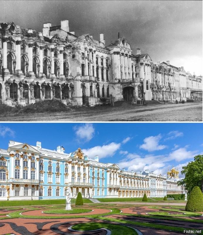 До и после: дворцы Санкт-Петербурга, разрушенные нацистами.
(