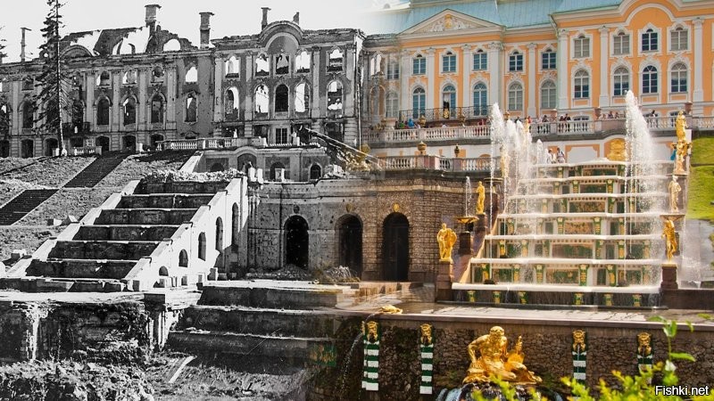 До и после: дворцы Санкт-Петербурга, разрушенные нацистами.
(