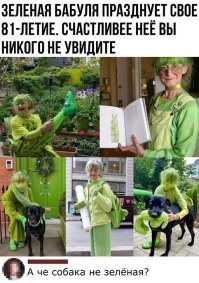 Потому что бабуля зелёная, а не е.анутая