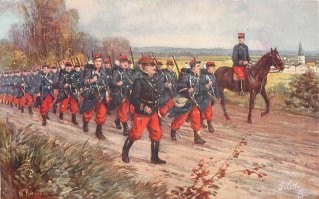 Вот в таком "попугайском" виде французская армия вступила в бои августа 1914. Думаю немецкие снайперы, да и просто стрелки были очень довольны.