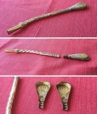 Ответ: «Это для питья мате, южноамериканского напитка, похожего на чай». 
Бомбилья это чтоб пить мате из калебаса!