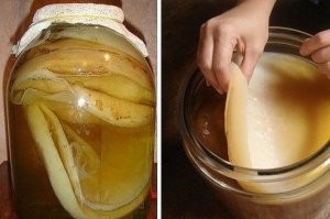 Наш ответ: Консервированные Блины!
Шучу, чайный гриб, но иностранцы уже от одного вида банки на подоконике впадают в ступор. А уж когда наливаешь в кружку и со смаком пьёшь - тут у некоторых эффект почище сюрстрёмминга бывает)