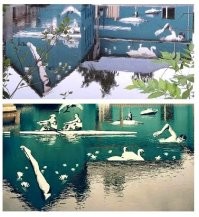 Дом-то сушествует, но картинка отфотошоплена - сравни.