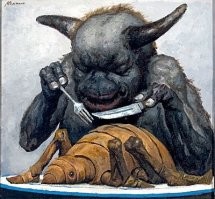 Отдалённо напоминает. Когда едок страшнее блюда.
Художник Коржев Гелий.