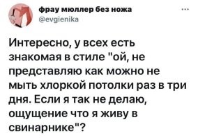 А самое интересное, что приходя к таким людям, застаешь у них именно свинарник и типа ты пришел как раз между уборками