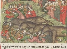 Судя по кафтанам и треуголкам, на изображении уже петровские времена. 
А вот нет ли желания перенестись в эпоху Иоанна Четвертого?