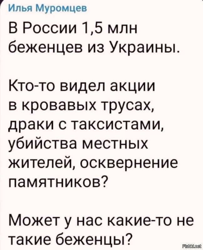 У нас реальные беженцы, а там клоуны в кетчуповых трусах.