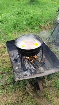 Тут правда не шашлык, а уха. С одуванчиками )