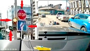 Для туповатых: 

1. улица с односторонним движением, в правом ряду стоят поворачивающие направо. 

2. правому ряду нельзя двигаться - на светофоре желтый, потому и стоят. 

3. на дороге разметка для поворота налево, водитель согласно ей занял левый ряд. 

4. в левом ряду можно двигаться - мигает зелёная стрелка на дополнительной секции светофора, стоящий впереди автомобиль пропускает попутный транспорт справа по движению. 

5. водитель ехал там, где ему и положено - не во дворе, не по велосипедной дорожке, не по тротуару - по проезжей части. 

6. водитель не "летел", как у некоторых мысли, а двигался с разрешенной скоростью, причём много меньше 60 км/ч. 

7. мелкое уё.бище выскочило за 5 метров от автомобиля - даже с дворовой скоростью 20 км/ это одна секунда.
