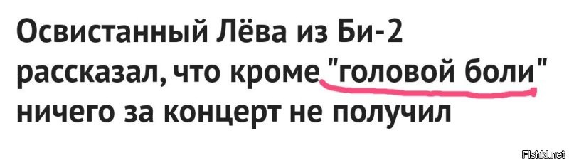 Освистанный Лёва из Би-2 рассказал, что кроме "головой боли" ничего за концерт не получил