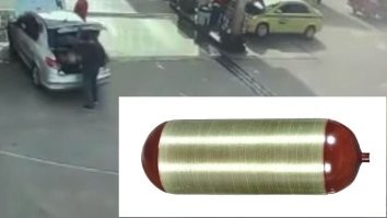 КПГ баллон с оплёткой. Только оплётка должна быть на весь корпус, а она там, я вижу, только по середине - с краёв видимо уже полопалась.