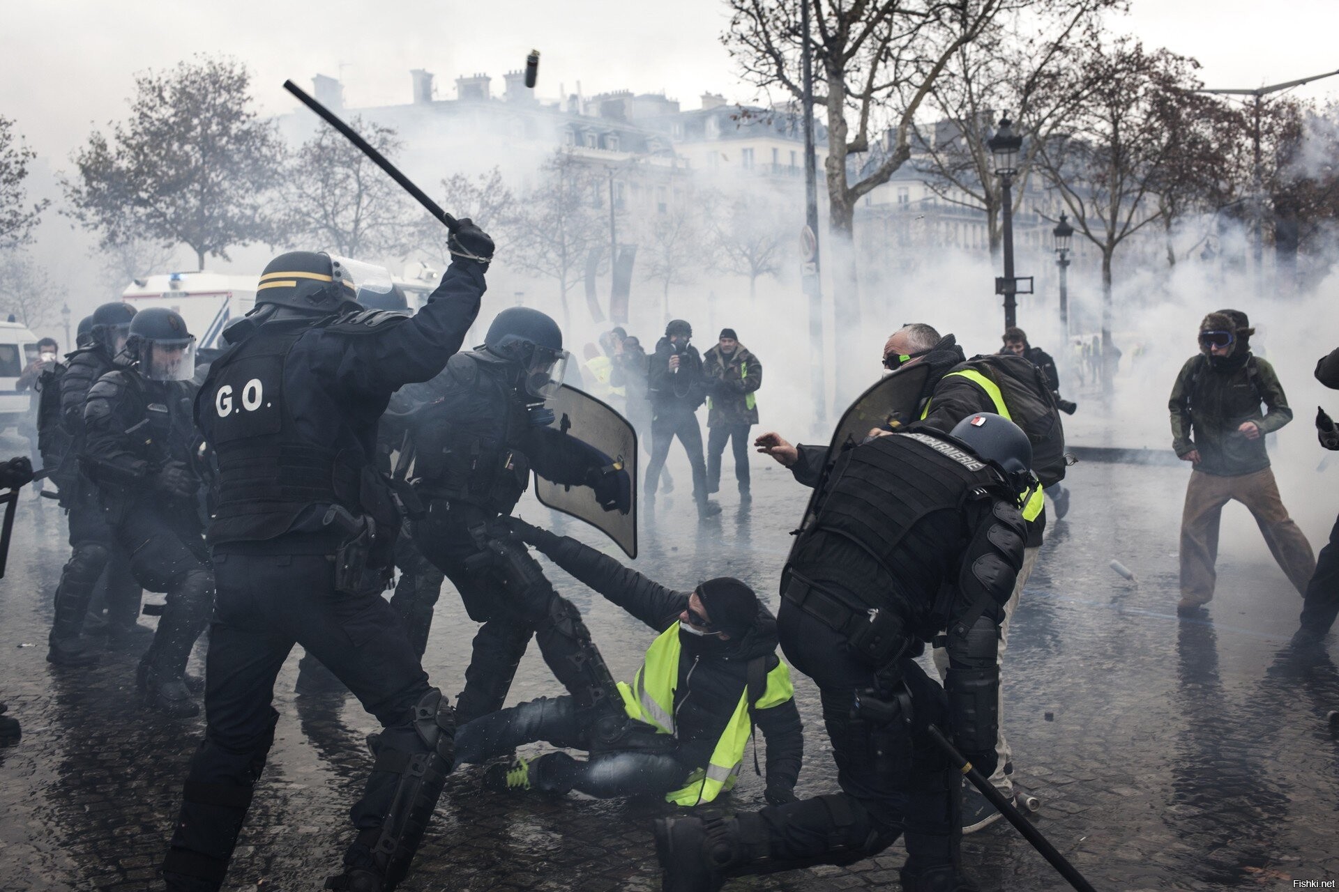 Разгон демонстрации в париже