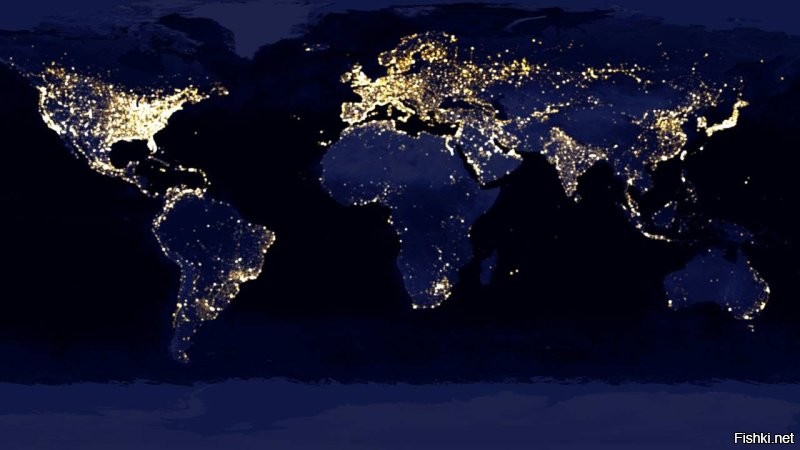 Мне нравится карта мира ночью, понятно, что она составная, но очень наглядно где основное движение.