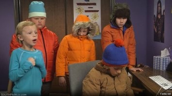 Живое исполнение заглавной музыкальной темы "Южного Парка" голосами героев
