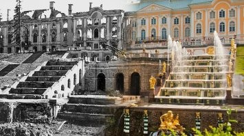 Петергоф после фашистов и сейчас