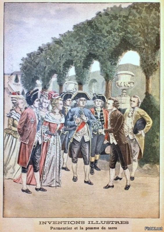 Пармантье предлагает букет из цветков картофеля Людовику XVI и Марии-Антуанетте,
