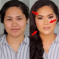 Каким-то образом с помощью макияжа они смогли уменьшить размер носа, ширину лица и выросли брови